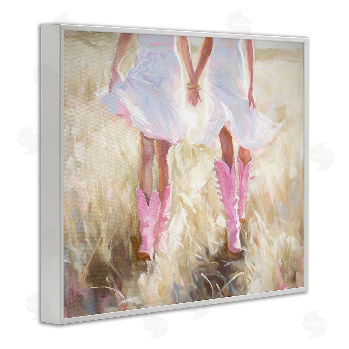 Cowgirl Best Friends White Frame Print Wall Art, Home Decor by Ramona Murdock