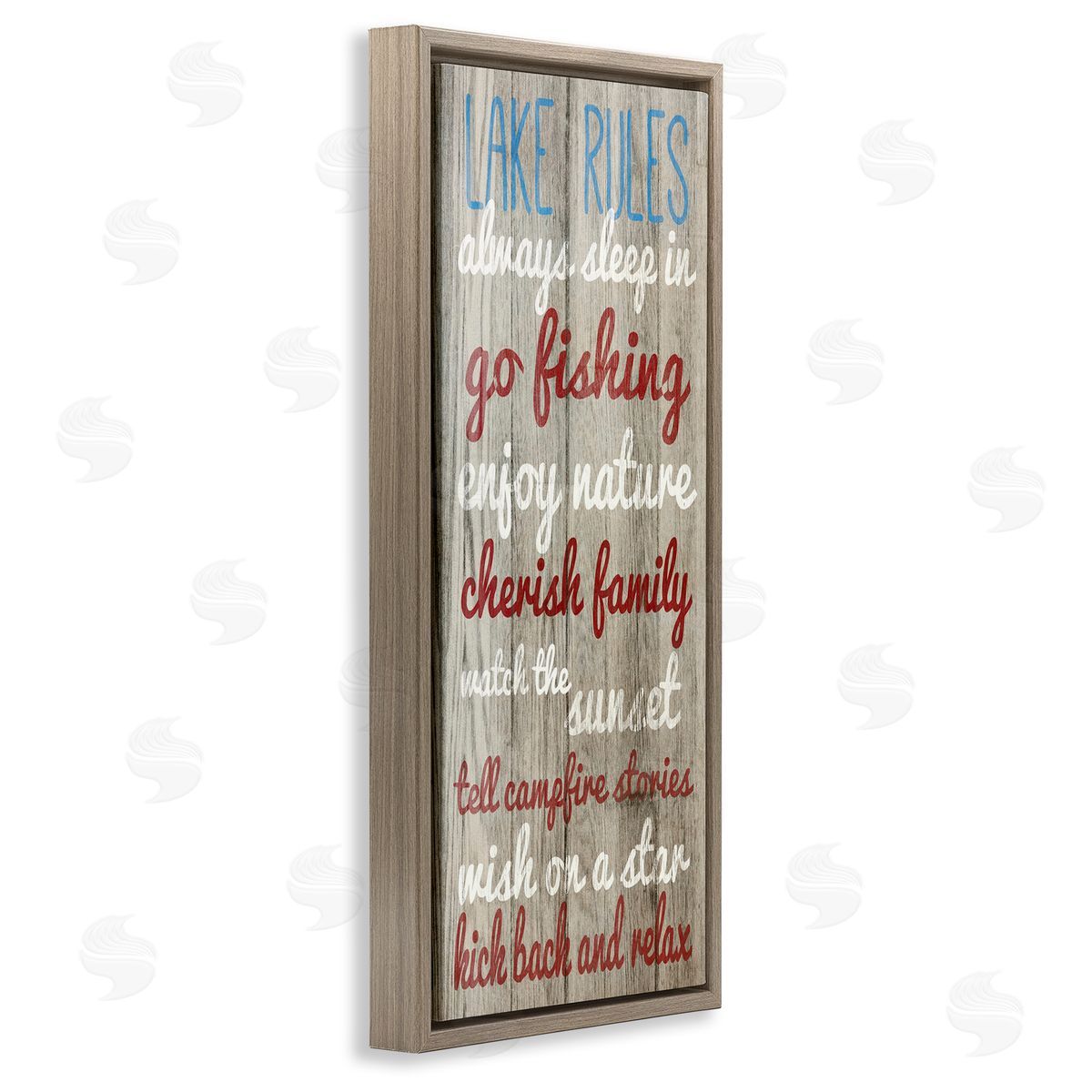 Rustic Lake Rules Brown Floating Frame Canvas Wall Art, Home Decor by Sd Graphics Studio