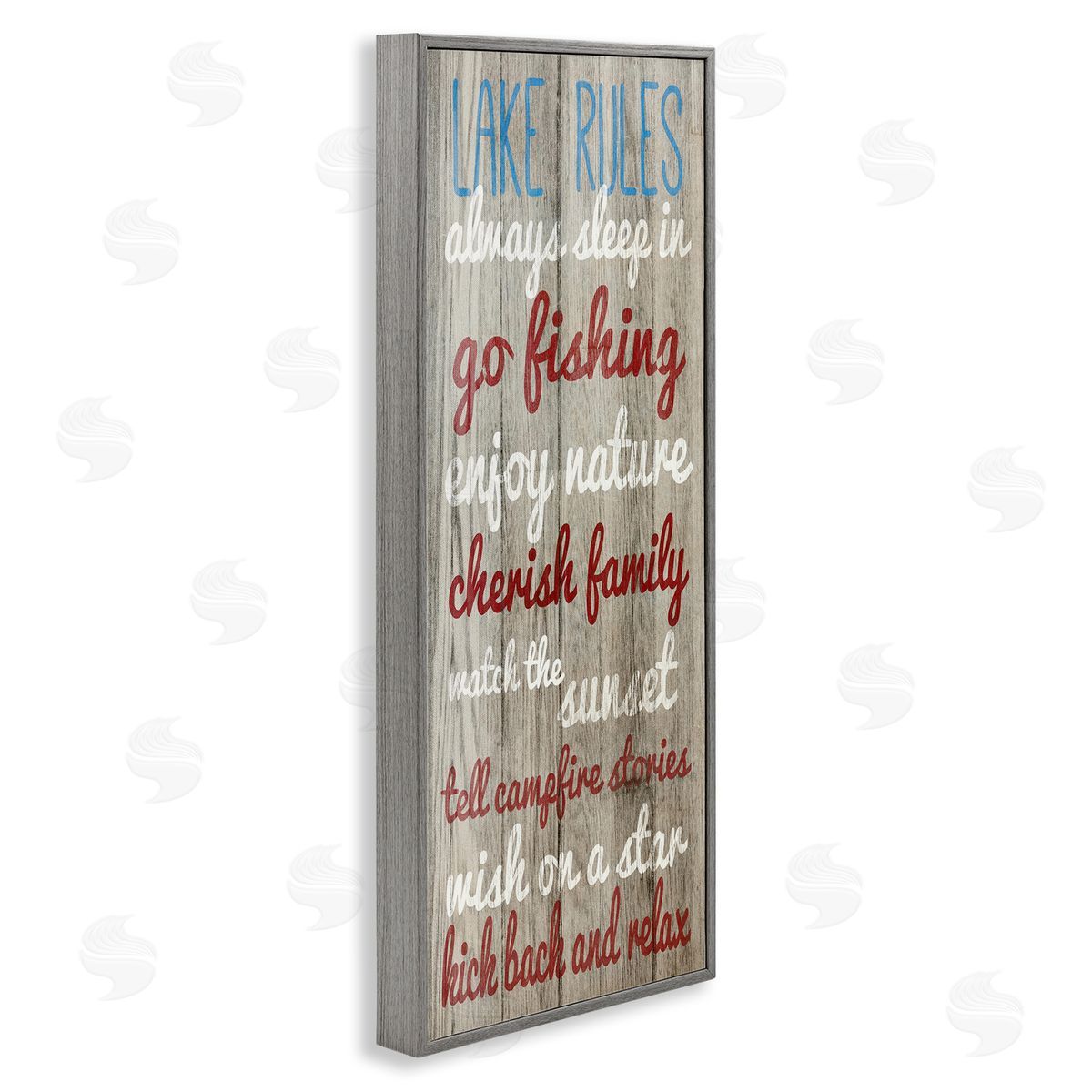 Rustic Lake Rules Grey Frame Print Wall Art, Home Decor by Sd Graphics Studio