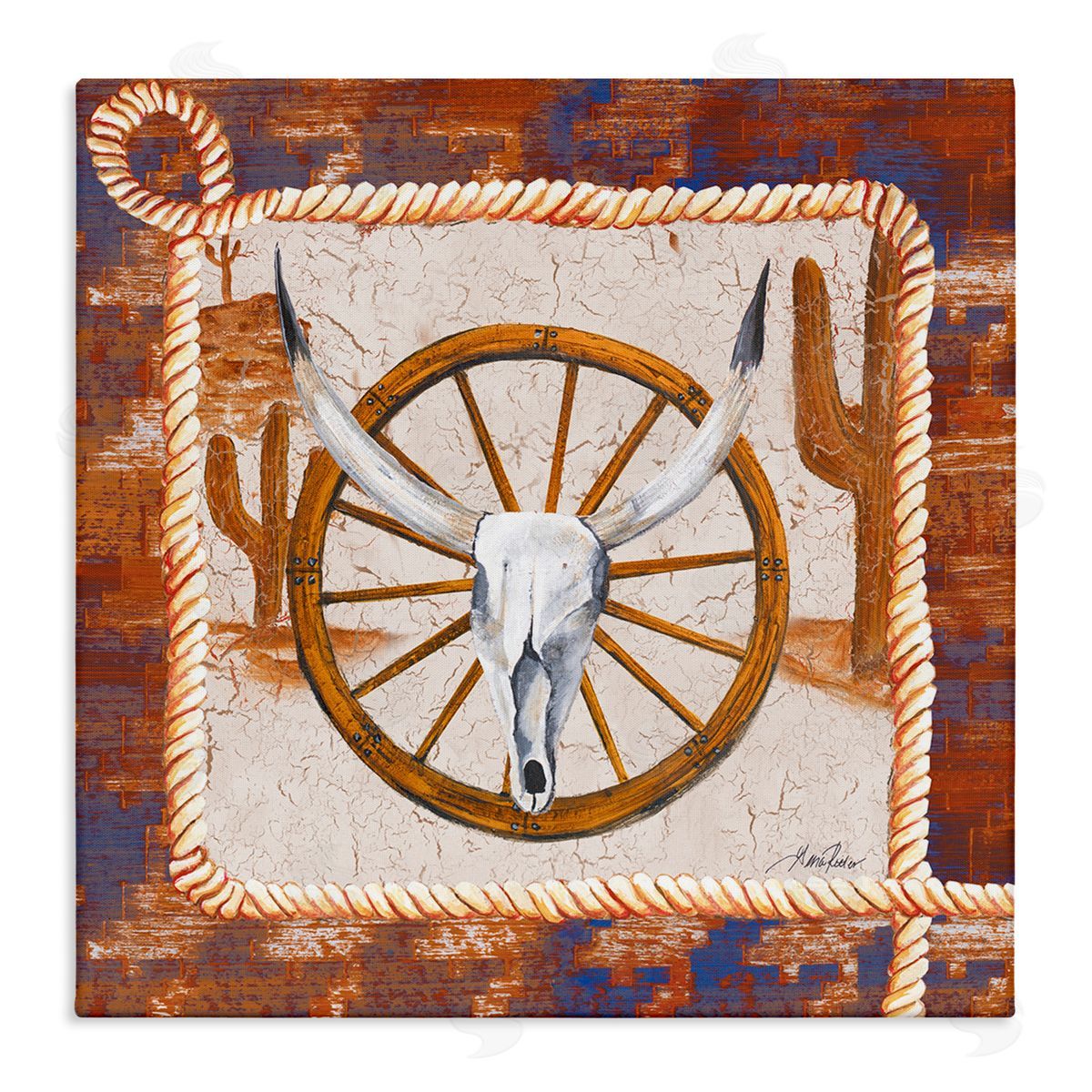 Western Desert Wheel Canvas Wall Art, Home Decor by Gina Ritter