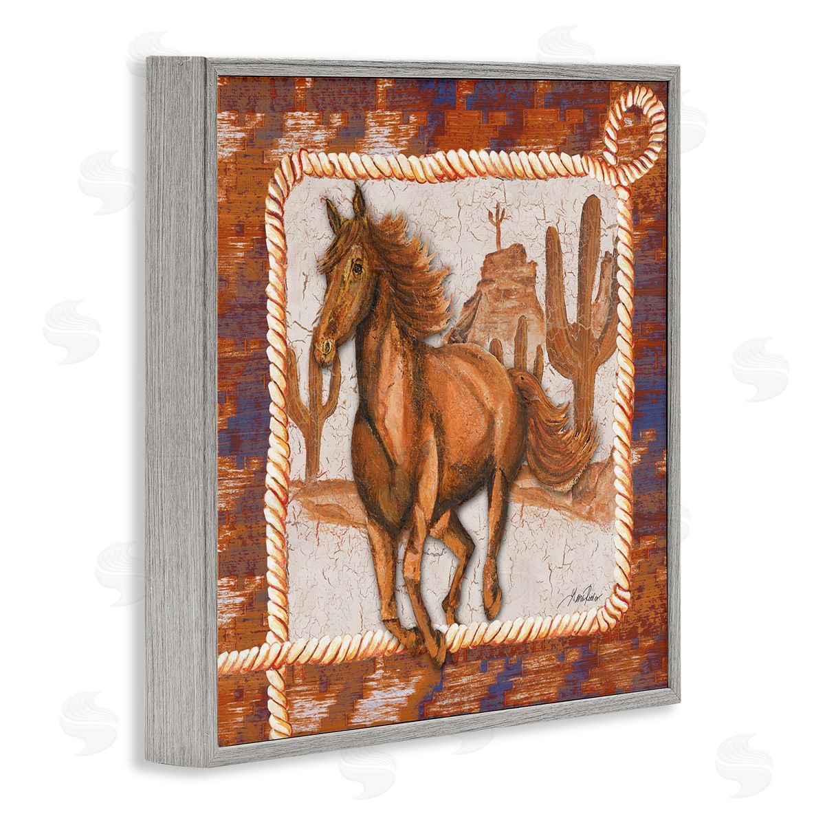 Western Horse in Desert Grey Frame Print Wall Art, Home Decor by Gina Ritter
