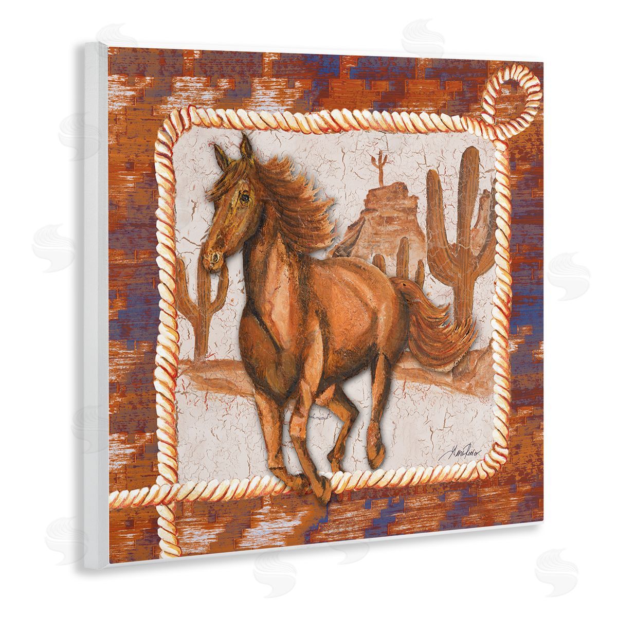 Western Horse in Desert Wood Plaque Wall Art, Home Decor by Gina Ritter