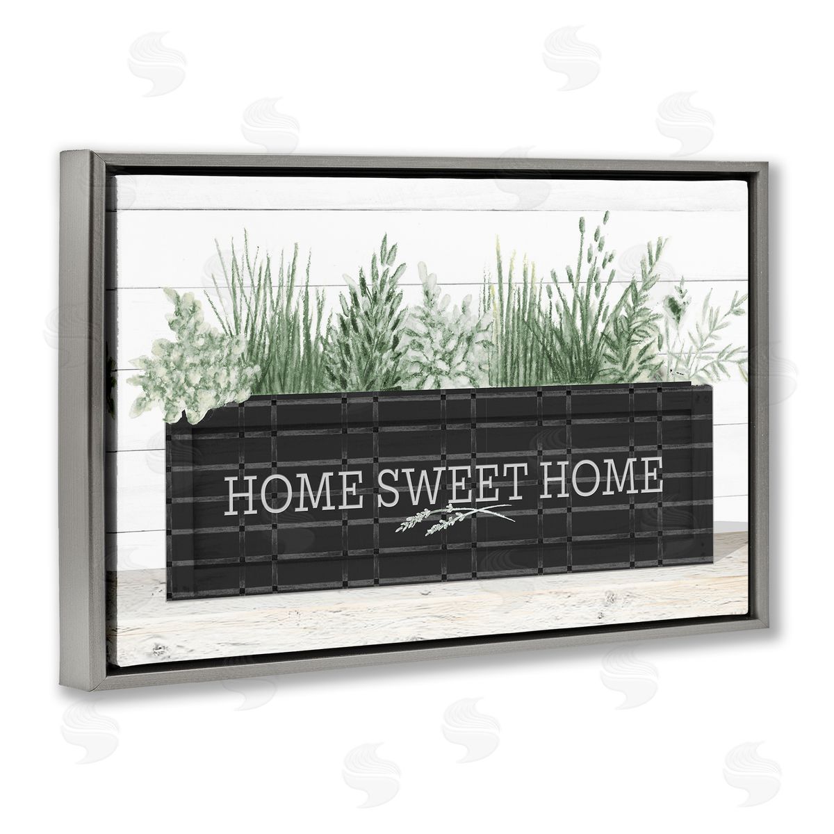 Sweet Home Garden Box Grey Floating Frame Canvas Wall Art, Home Decor by Janice Gaynor