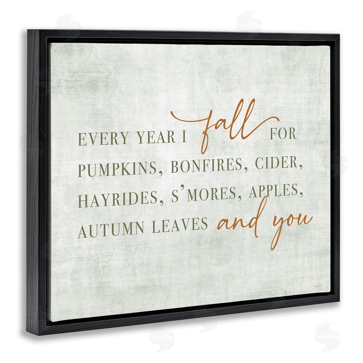 Every Year Fall Phrase Black Floating Frame Canvas Wall Art, Home Decor by Natalie Carpentieri