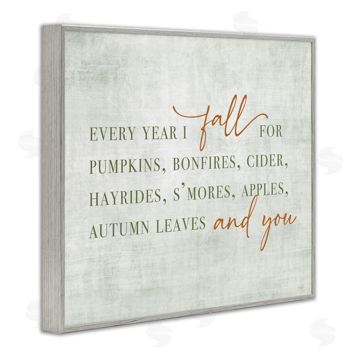 Every Year Fall Phrase Grey Frame Print Wall Art, Home Decor by Natalie Carpentieri