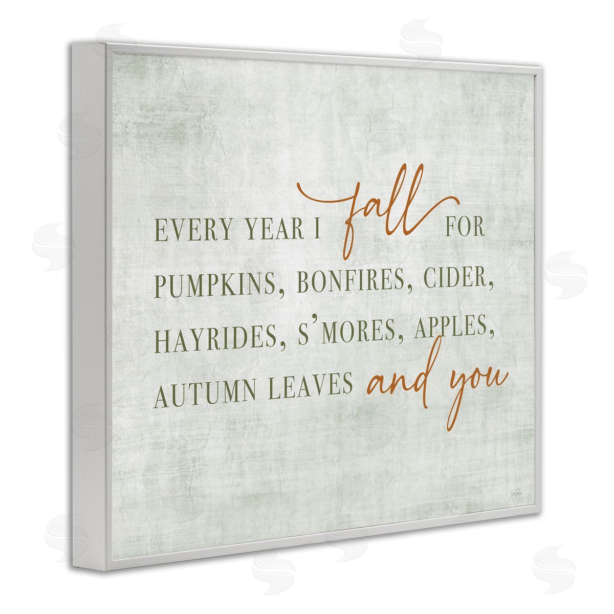 Every Year Fall Phrase White Frame Print Wall Art, Home Decor by Natalie Carpentieri