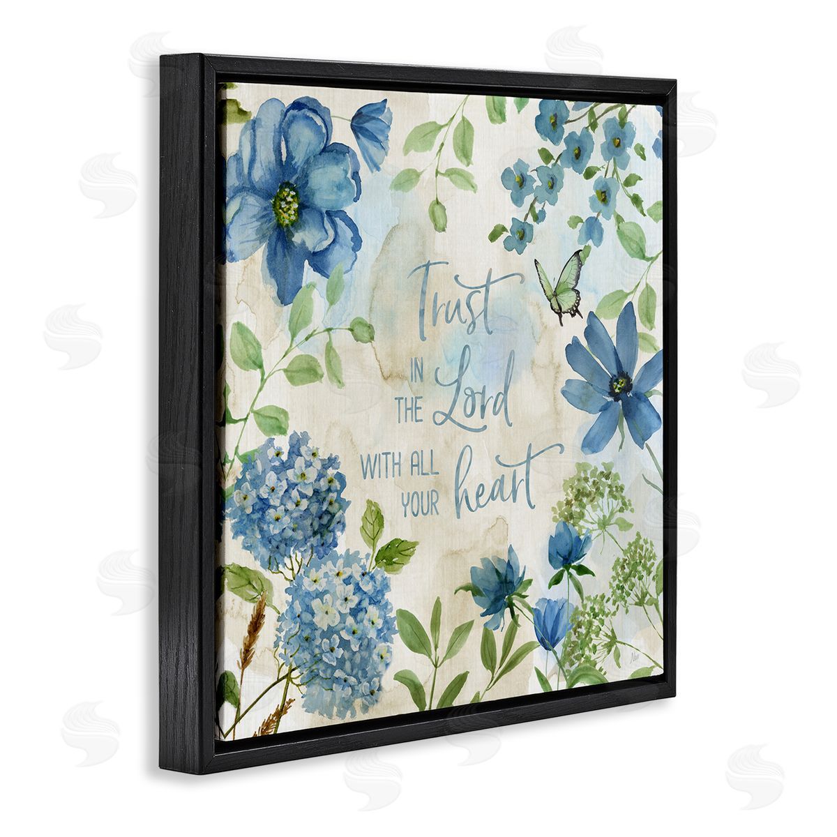 Trust The Lord Floral Black Floating Frame Canvas Wall Art, Home Decor by Nan