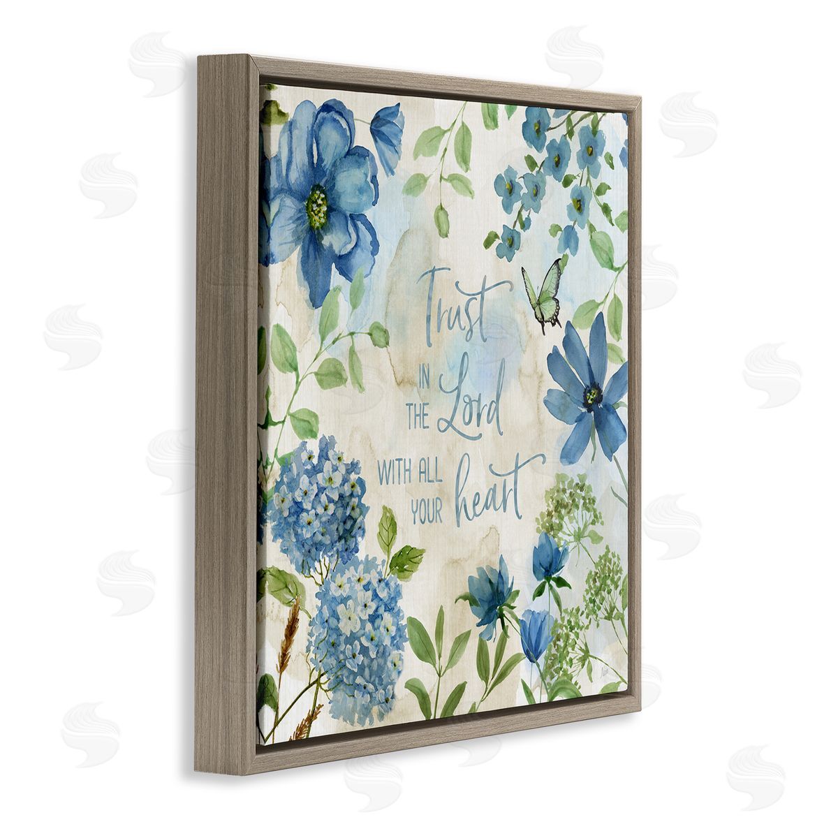 Trust The Lord Floral Brown Floating Frame Canvas Wall Art, Home Decor by Nan