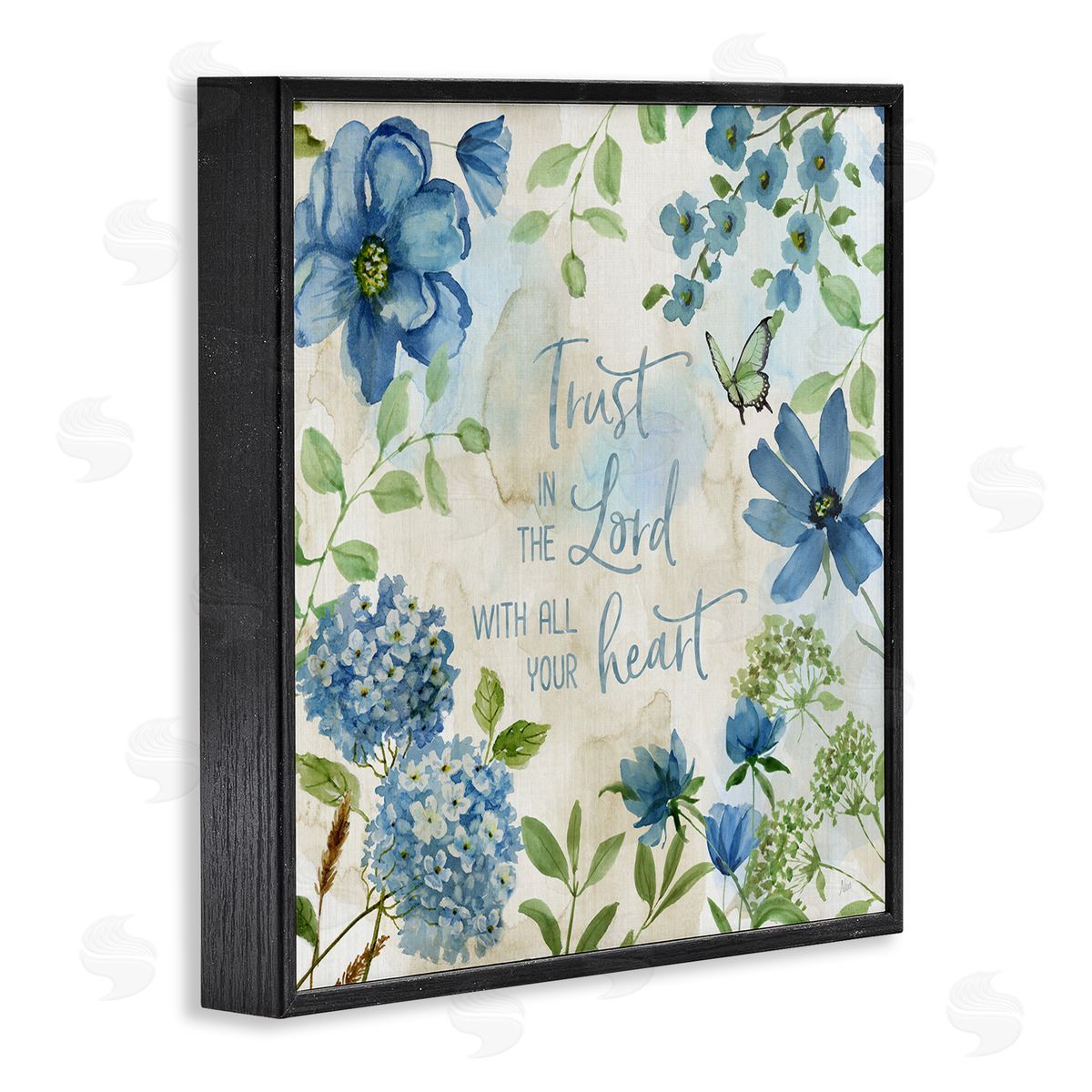 Trust The Lord Floral Black Frame Print Wall Art, Home Decor by Nan