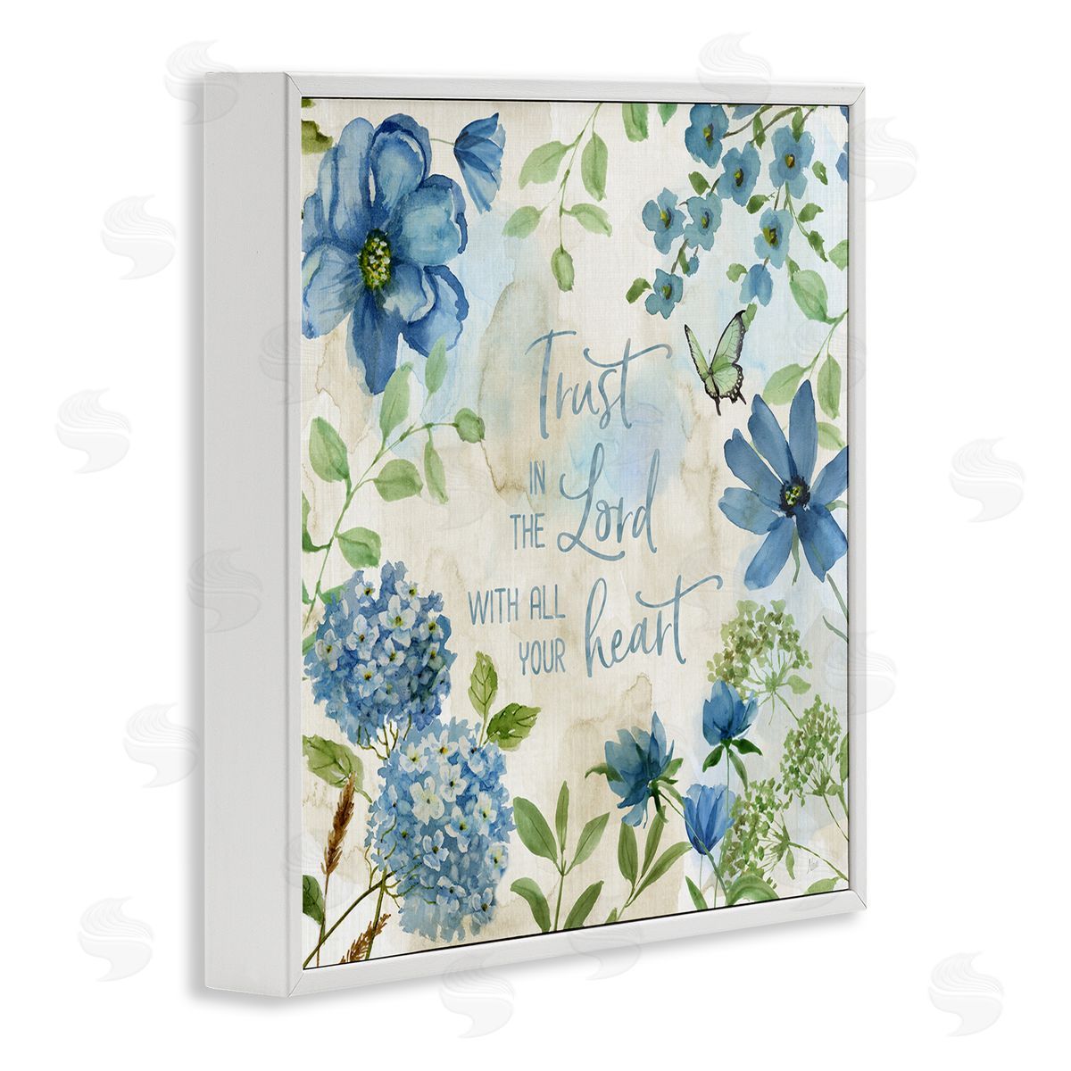 Trust The Lord Floral White Frame Print Wall Art, Home Decor by Nan