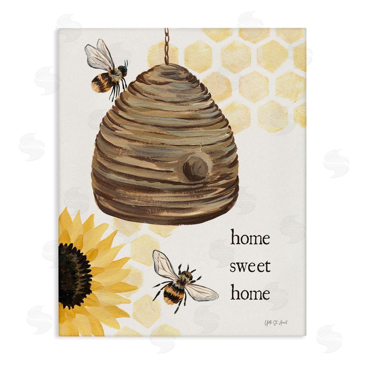 Sweet Home on Honeycomb Canvas Wall Art, Home Decor by Julia Purinton