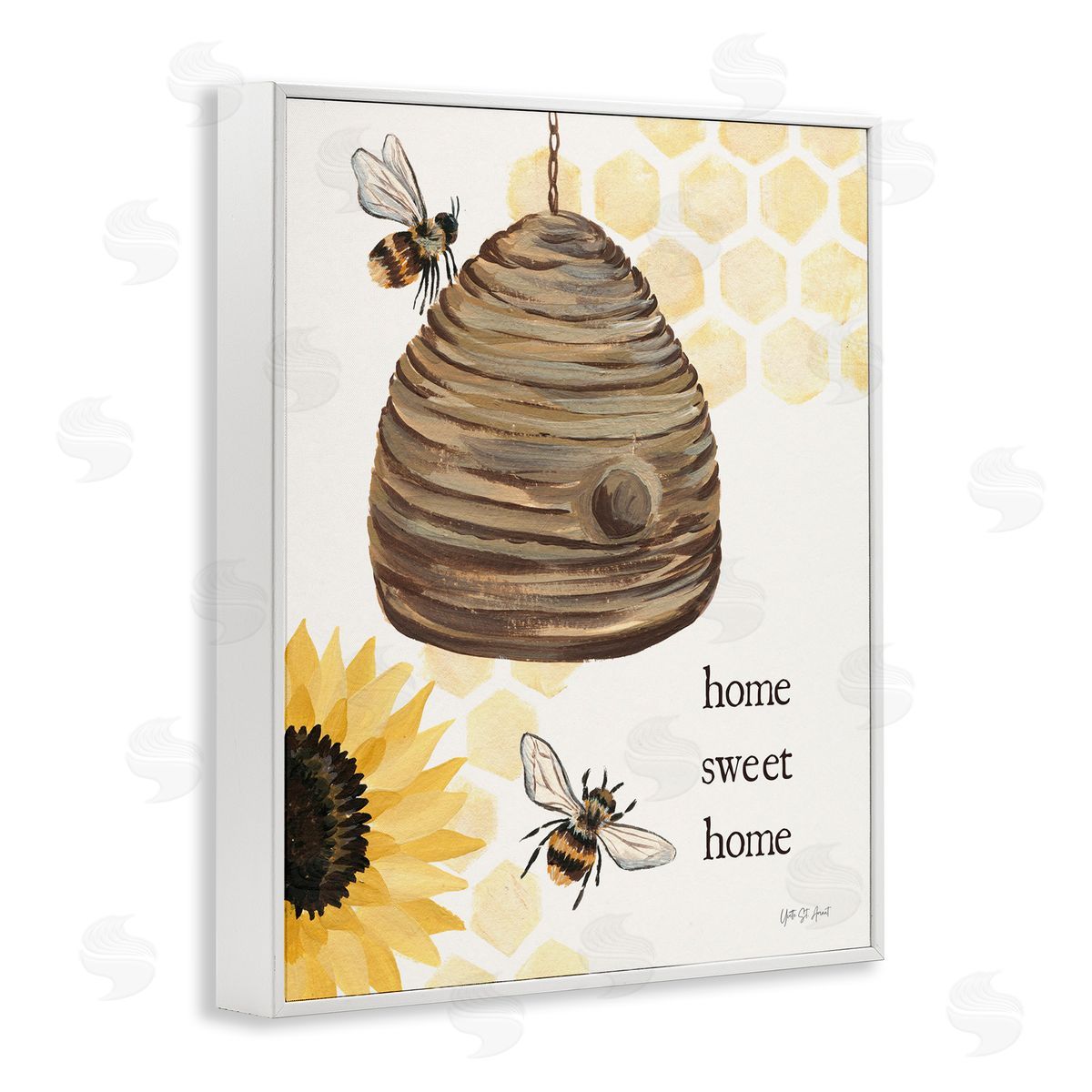 Sweet Home on Honeycomb White Frame Print Wall Art, Home Decor by Julia Purinton