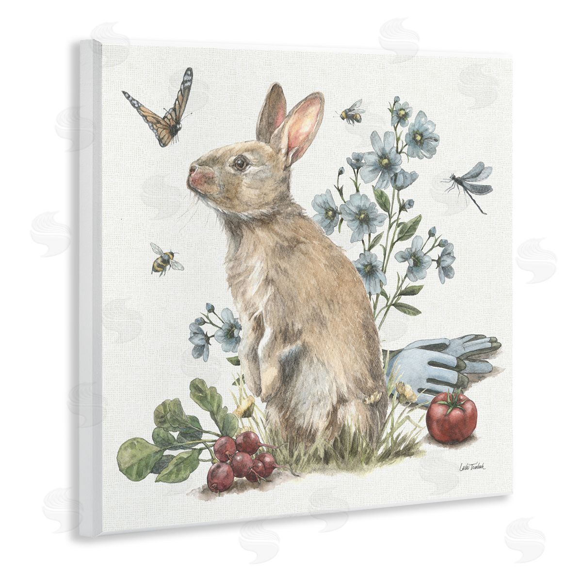Garden Patch Bunny Wood Plaque Wall Art, Home Decor by Leslie Trimbach
