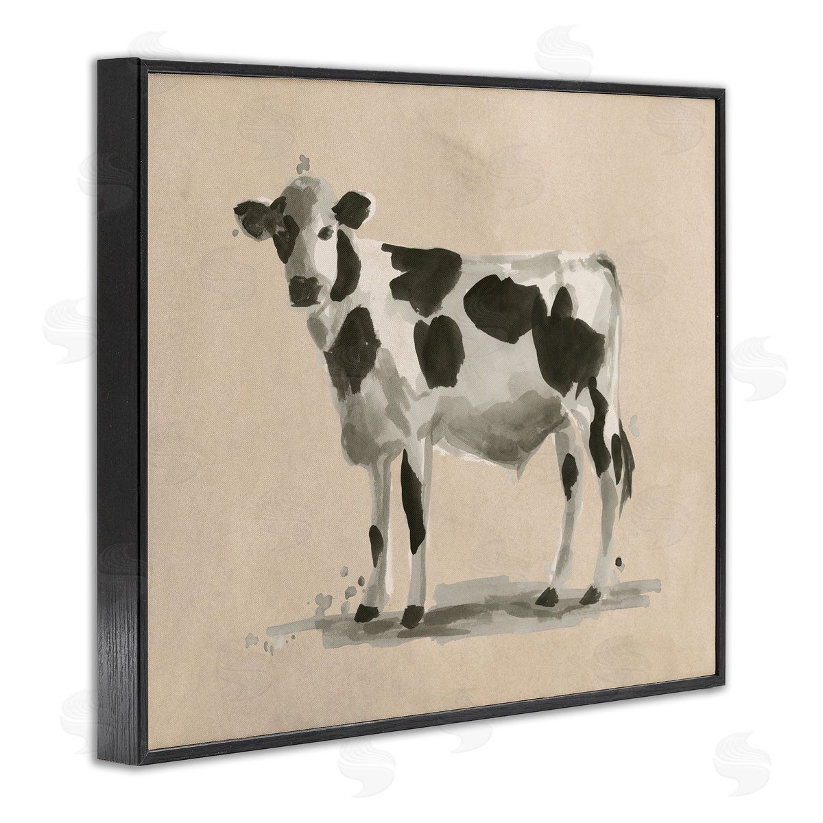 Minimal Cow Painting Black Frame Print Wall Art, Home Decor by June Erica Vess