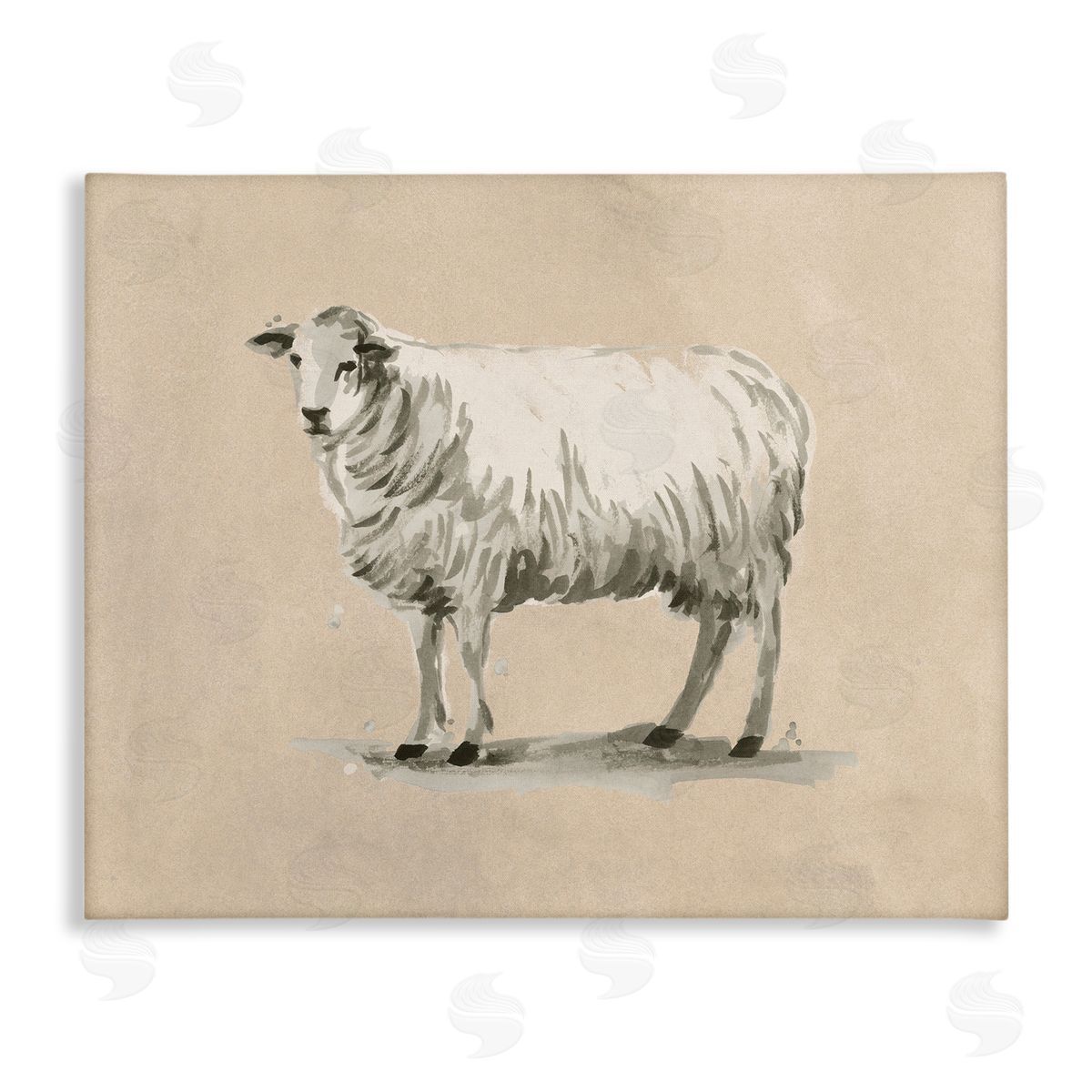 Traditional Minimal Sheep Canvas Wall Art, Home Decor by June Erica Vess
