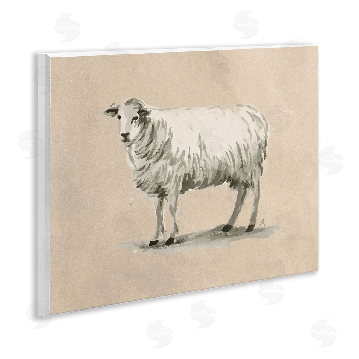 Traditional Minimal Sheep Wood Plaque Wall Art, Home Decor by June Erica Vess