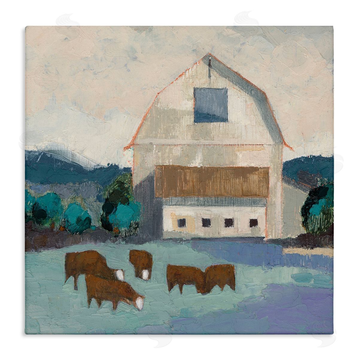 Barnyard Grazing Cattle Canvas Wall Art, Home Decor by Sue Jachimiec