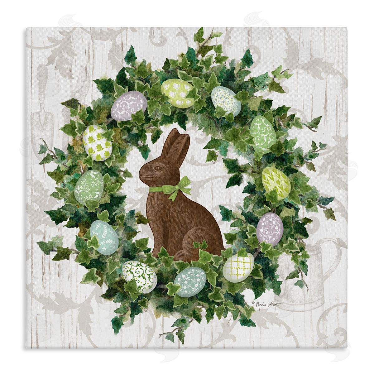 Spring Easter Egg Wreath Canvas Wall Art, Home Decor by Annie LaPoint
