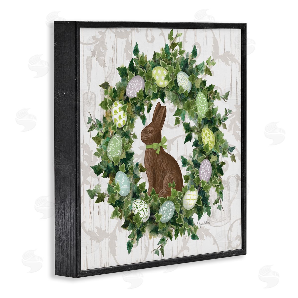 Spring Easter Egg Wreath Black Frame Print Wall Art, Home Decor by Annie LaPoint