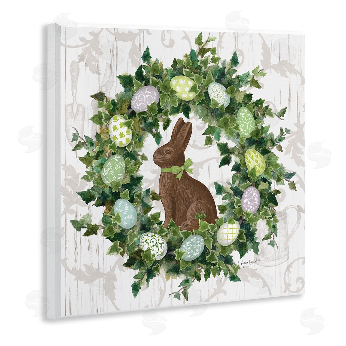 Spring Easter Egg Wreath Wood Plaque Wall Art, Home Decor by Annie LaPoint