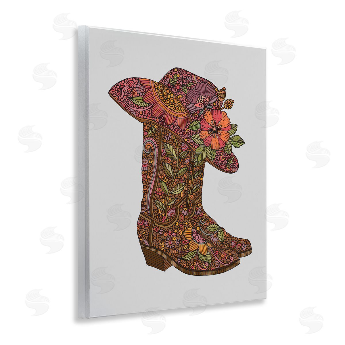Paisley Cowboy Boots Wood Plaque Wall Art, Home Decor by Valentina Harper
