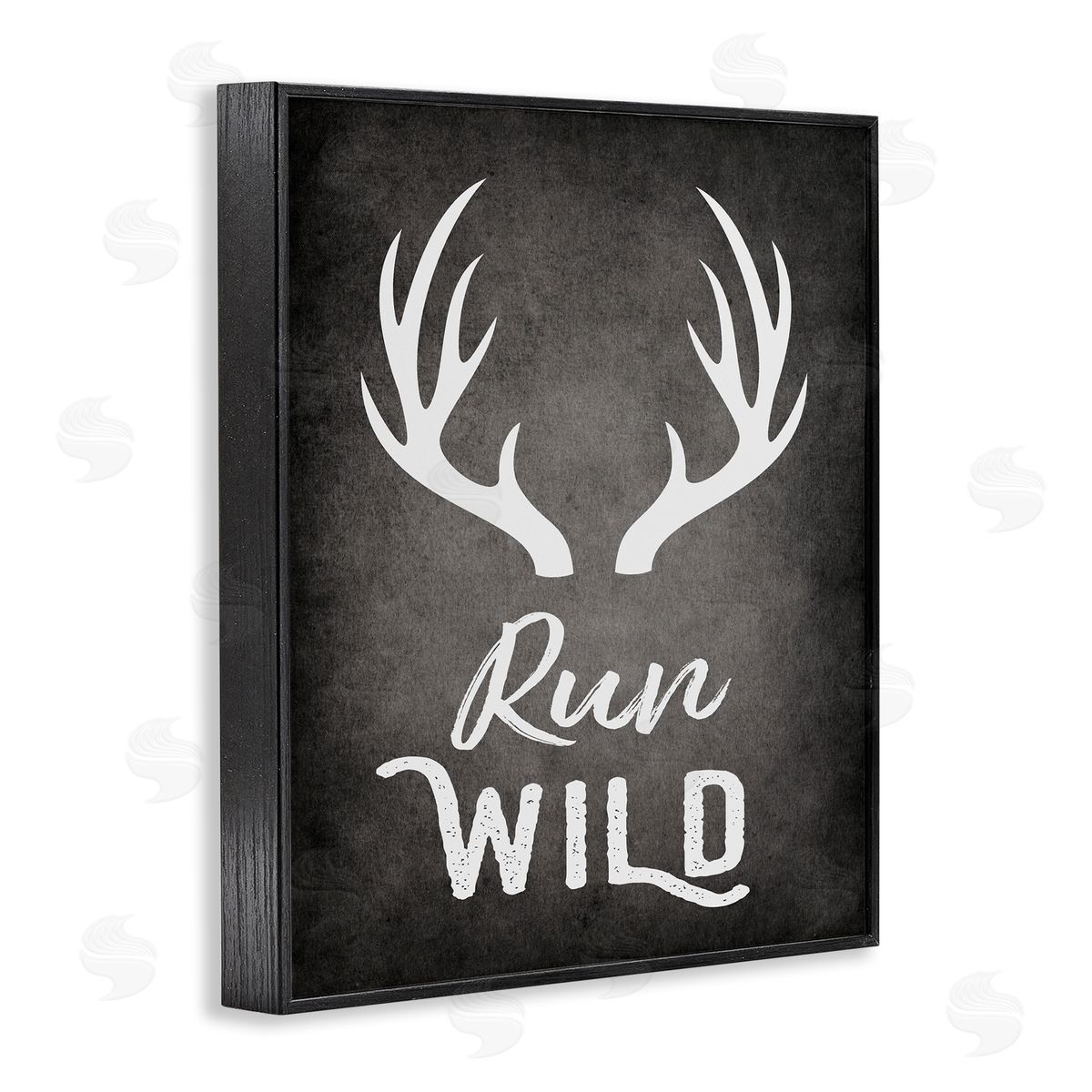 Run Wild Antlers Black Frame Print Wall Art, Home Decor by Ashley Calhoun