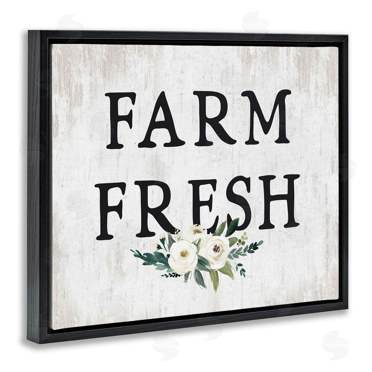 Farm Fresh with Roses Black Floating Frame Canvas Wall Art, Home Decor by Lettered and Lined