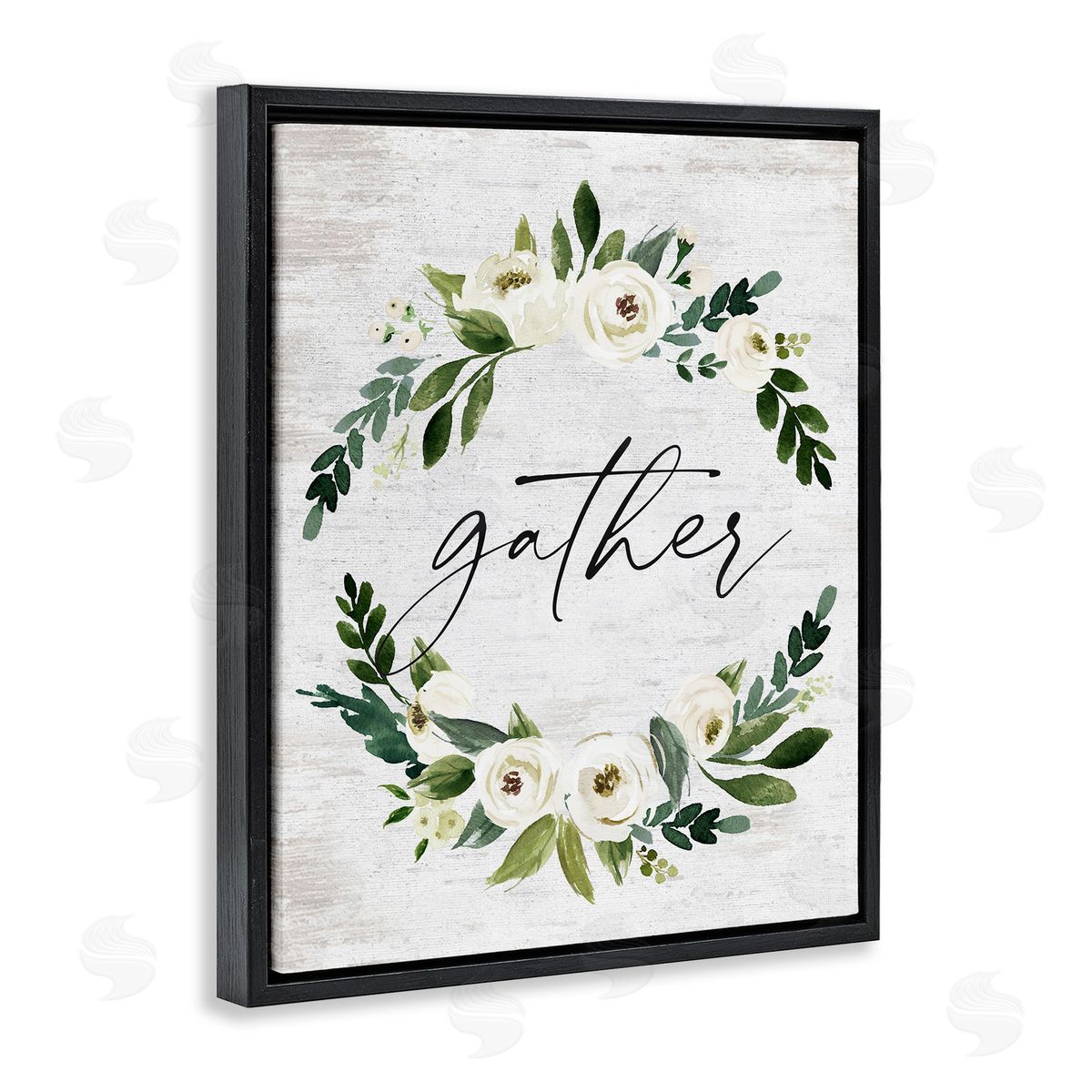 Neutral Distressed Gather Black Floating Frame Canvas Wall Art, Home Decor by Lettered and Lined