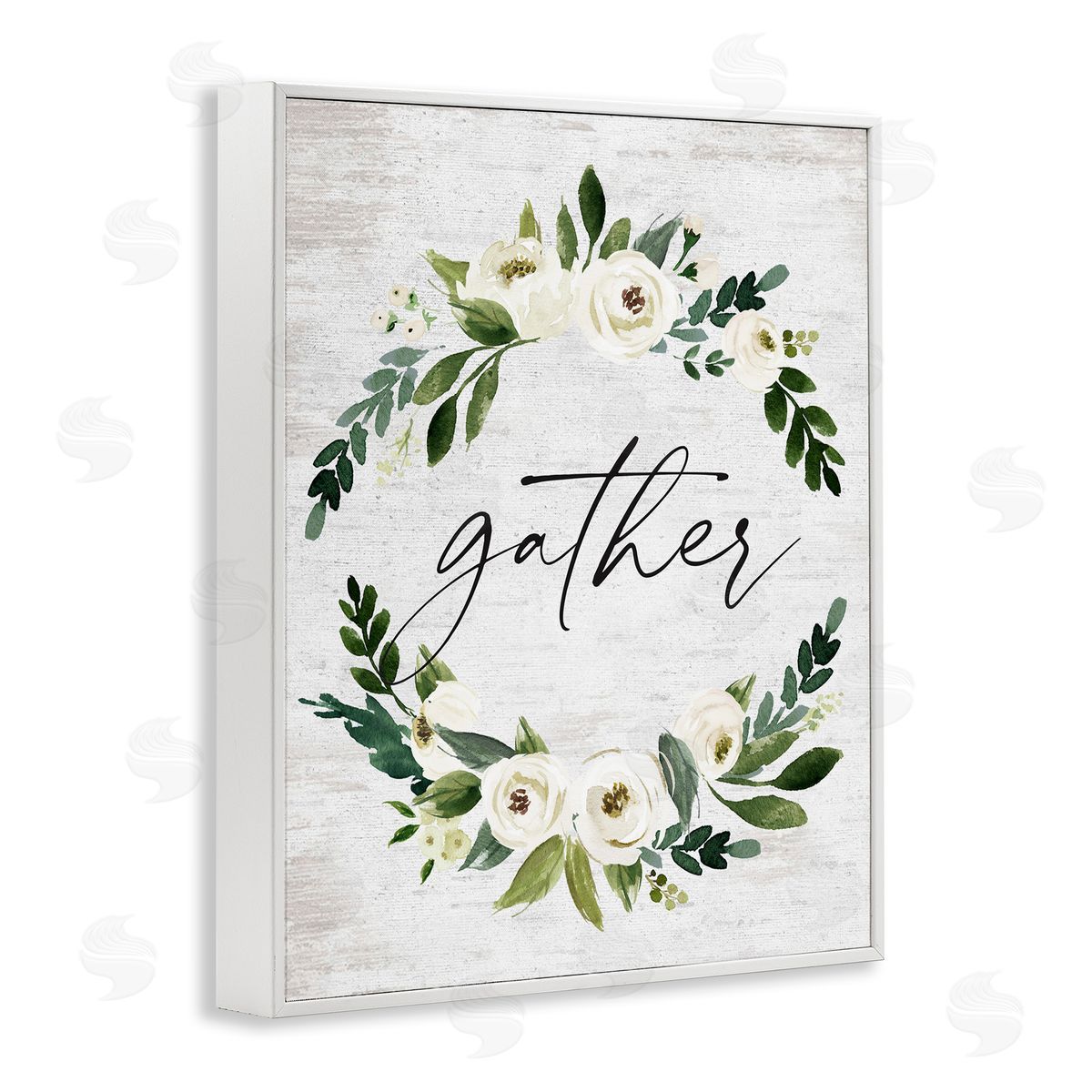 Neutral Distressed Gather White Frame Print Wall Art, Home Decor by Lettered and Lined