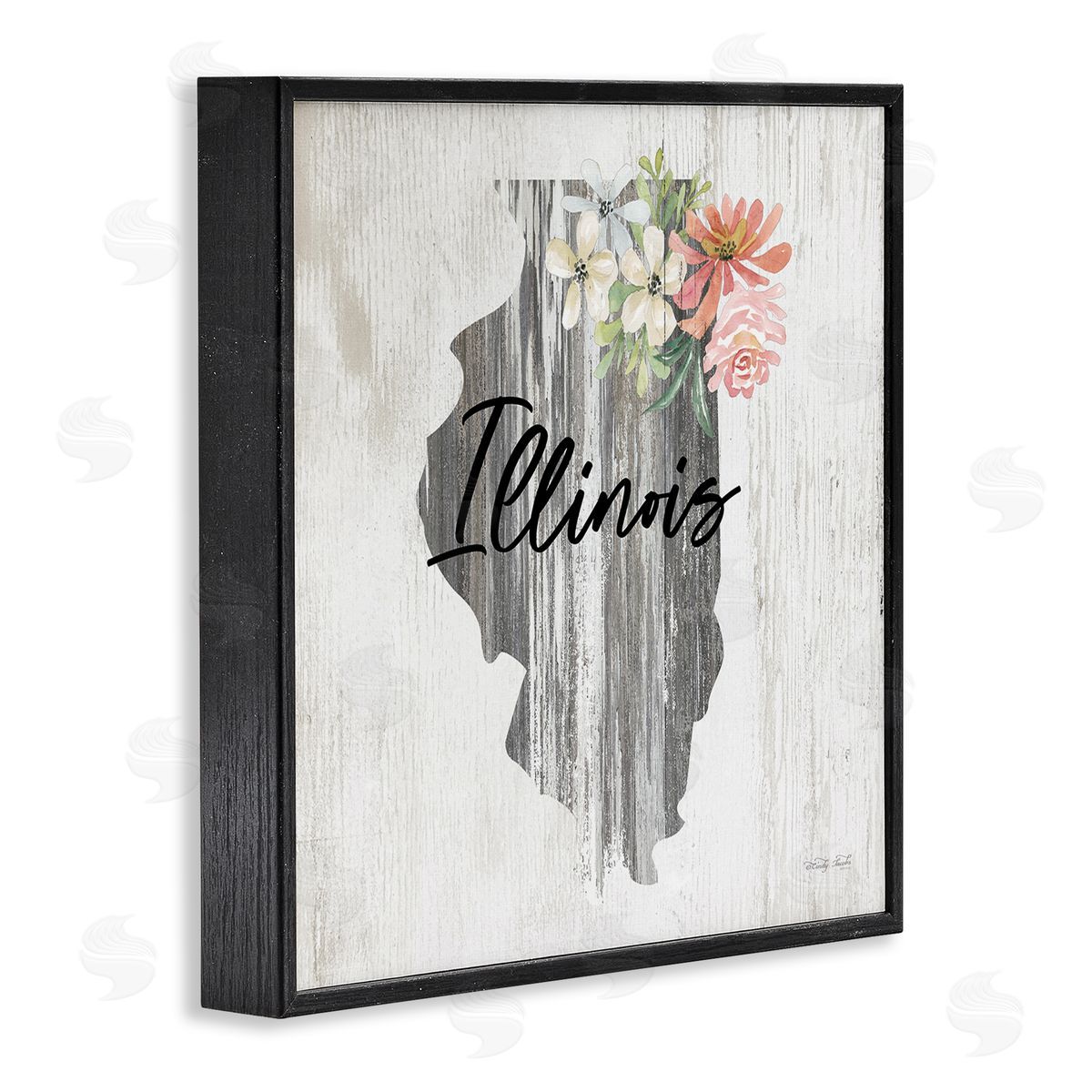 Shabby Chic Illinois Black Frame Print Wall Art, Home Decor by Cindy Jacobs