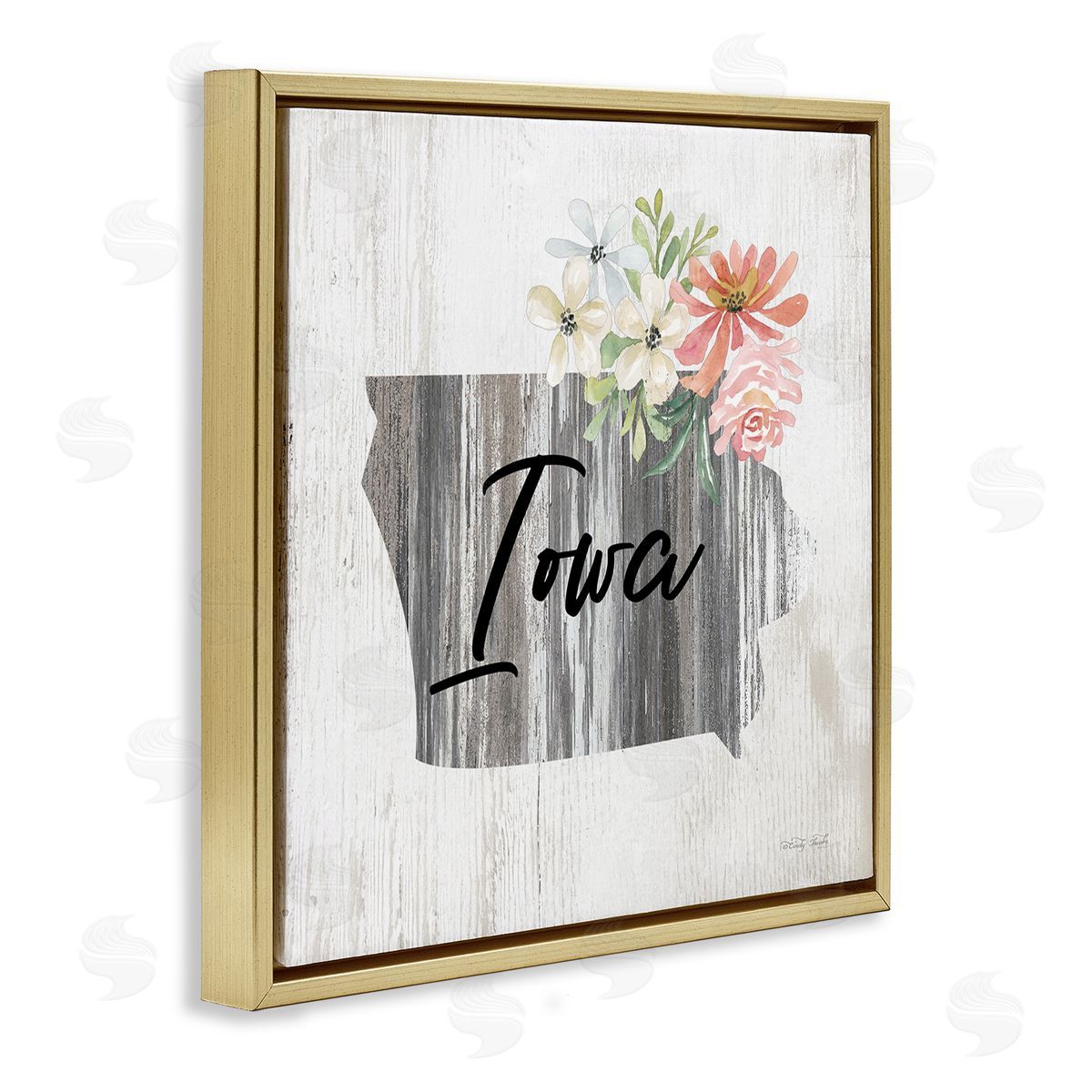 Shabby Chic Iowa Gold Floating Frame Canvas Wall Art, Home Decor by Cindy Jacobs