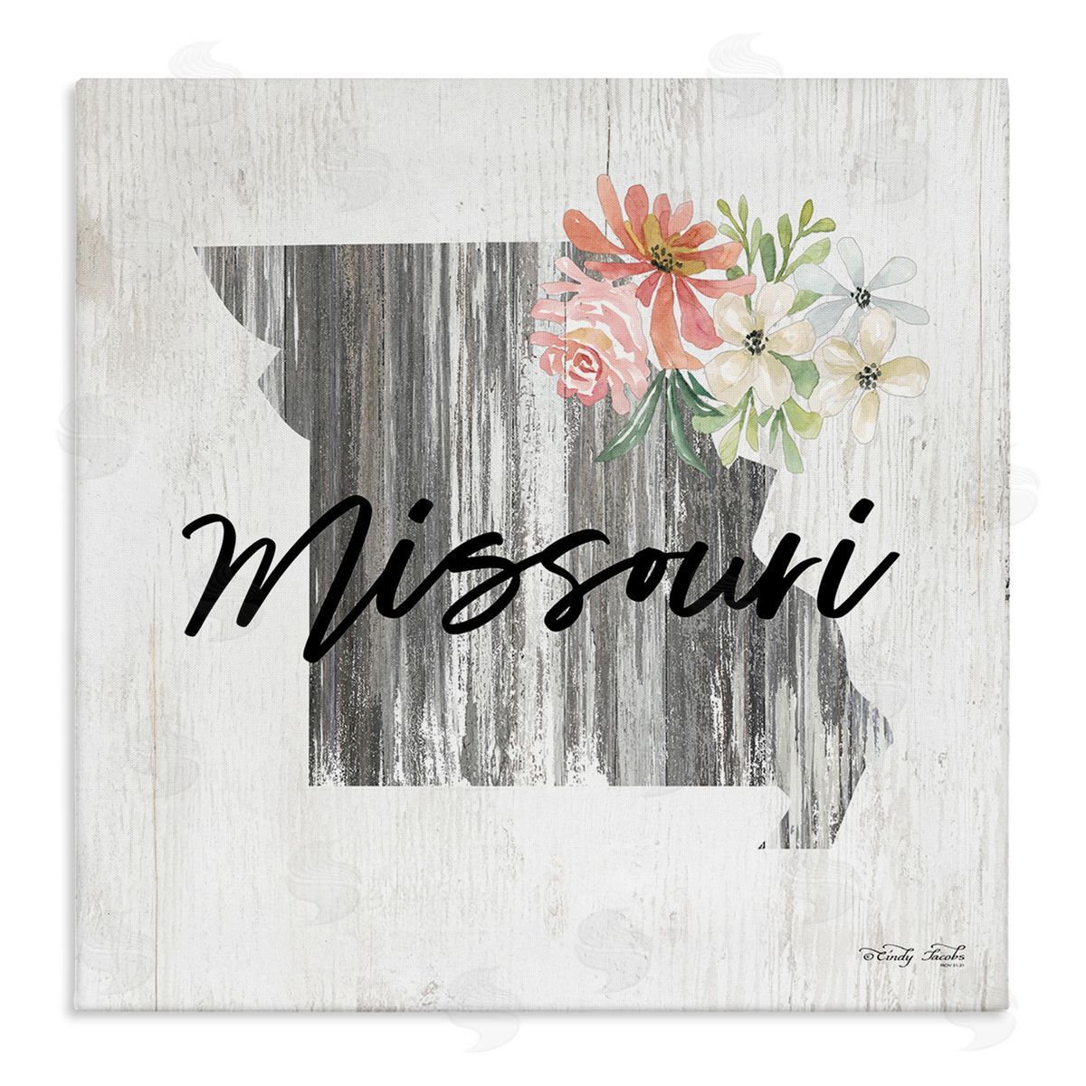 Shabby Chic Missouri Canvas Wall Art, Home Decor by Cindy Jacobs