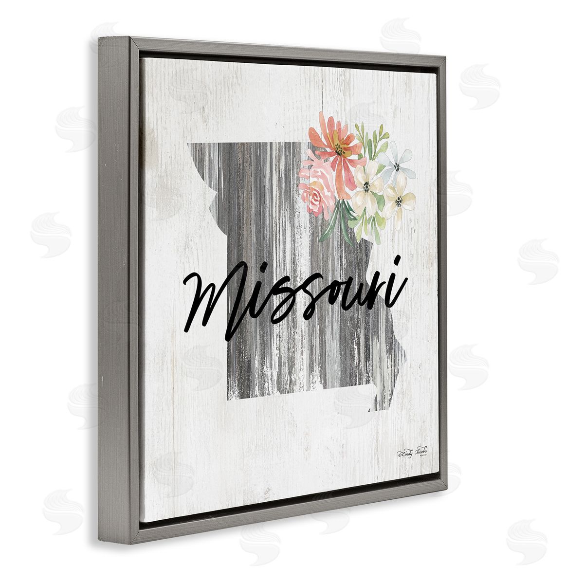 Shabby Chic Missouri Grey Floating Frame Canvas Wall Art, Home Decor by Cindy Jacobs