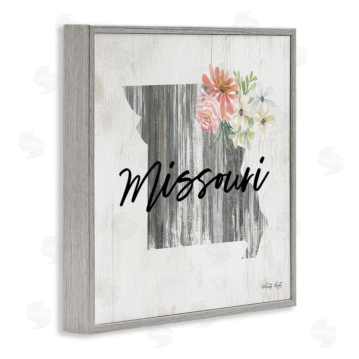 Shabby Chic Missouri Grey Frame Print Wall Art, Home Decor by Cindy Jacobs