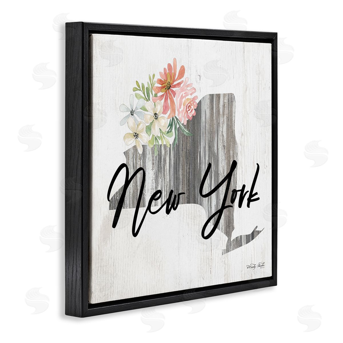 Shabby Chic New York Black Floating Frame Canvas Wall Art, Home Decor by Cindy Jacobs