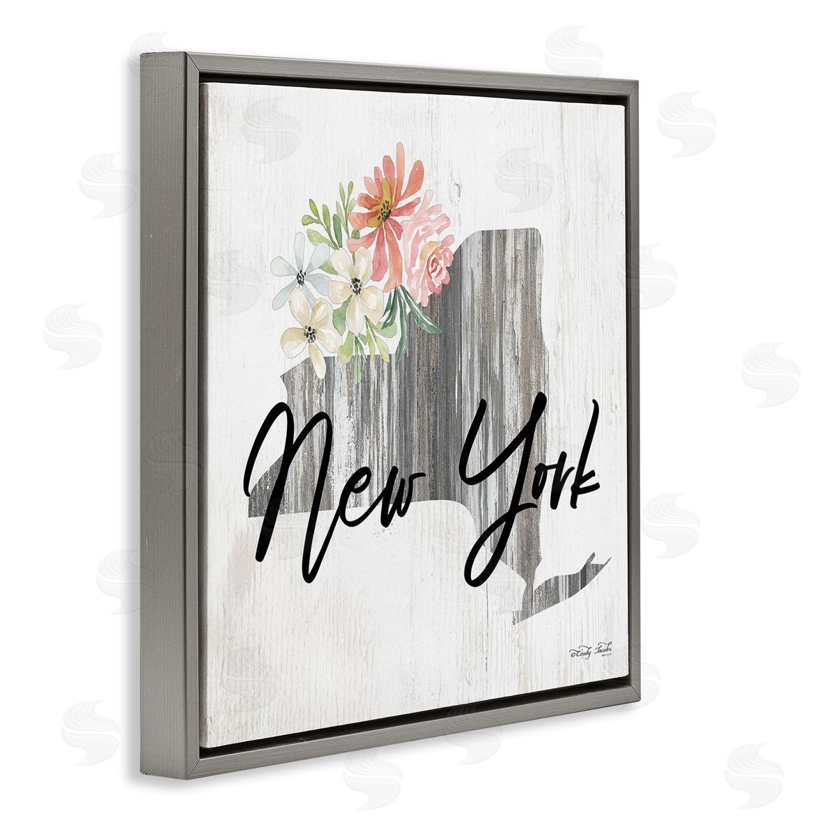 Shabby Chic New York Grey Floating Frame Canvas Wall Art, Home Decor by Cindy Jacobs