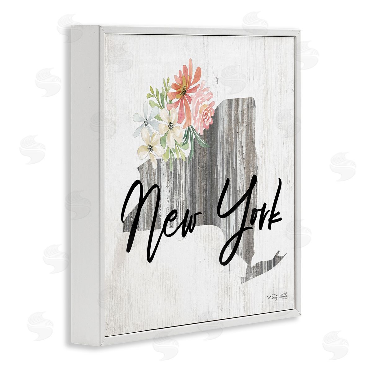 Shabby Chic New York White Frame Print Wall Art, Home Decor by Cindy Jacobs