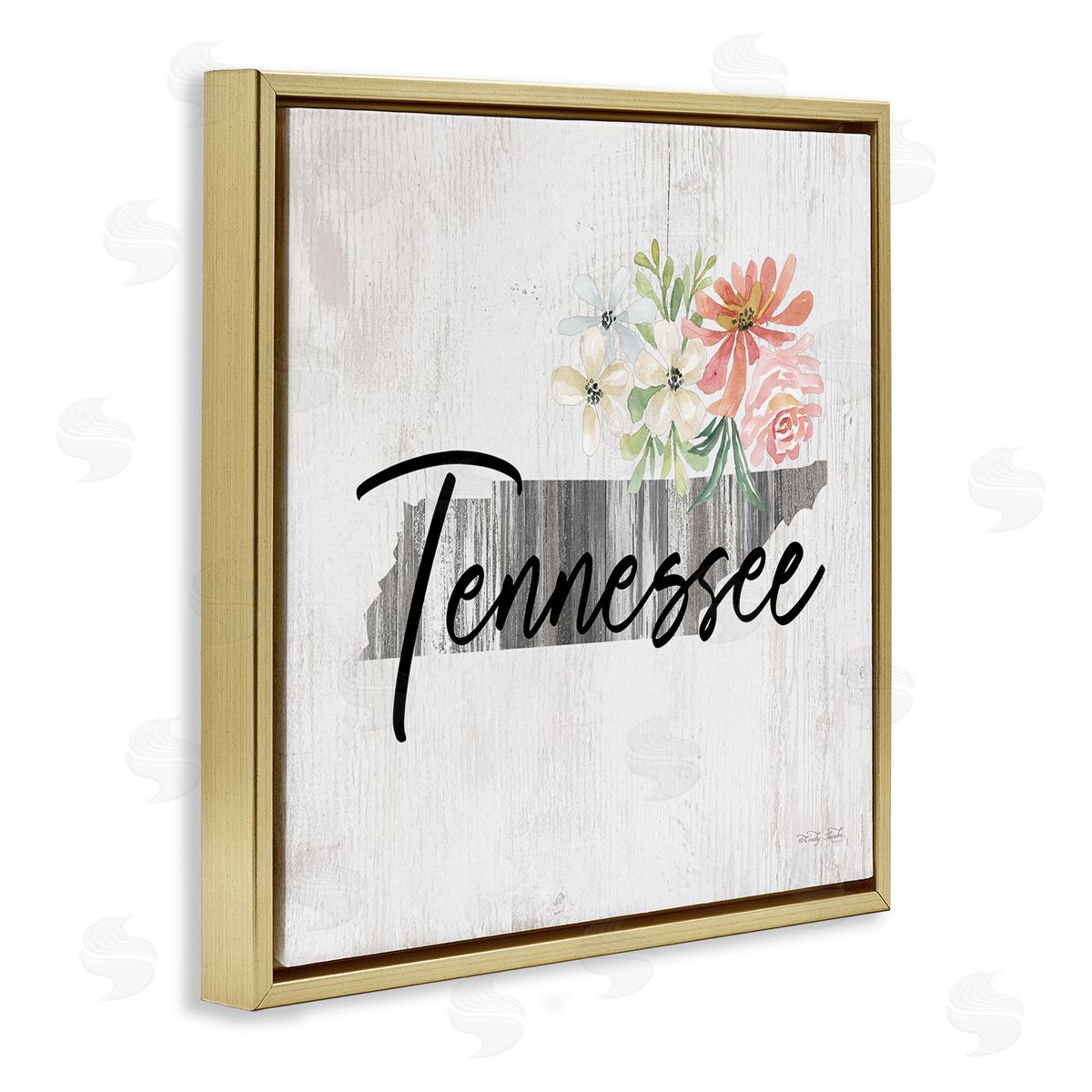 Shabby Chic Tennessee Gold Floating Frame Canvas Wall Art, Home Decor by Cindy Jacobs