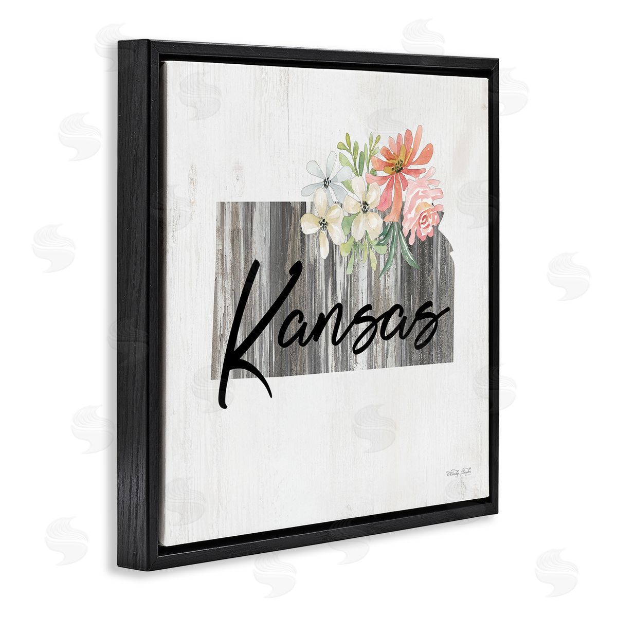 Shabby Chic Kansas Black Floating Frame Canvas Wall Art, Home Decor by Cindy Jacobs