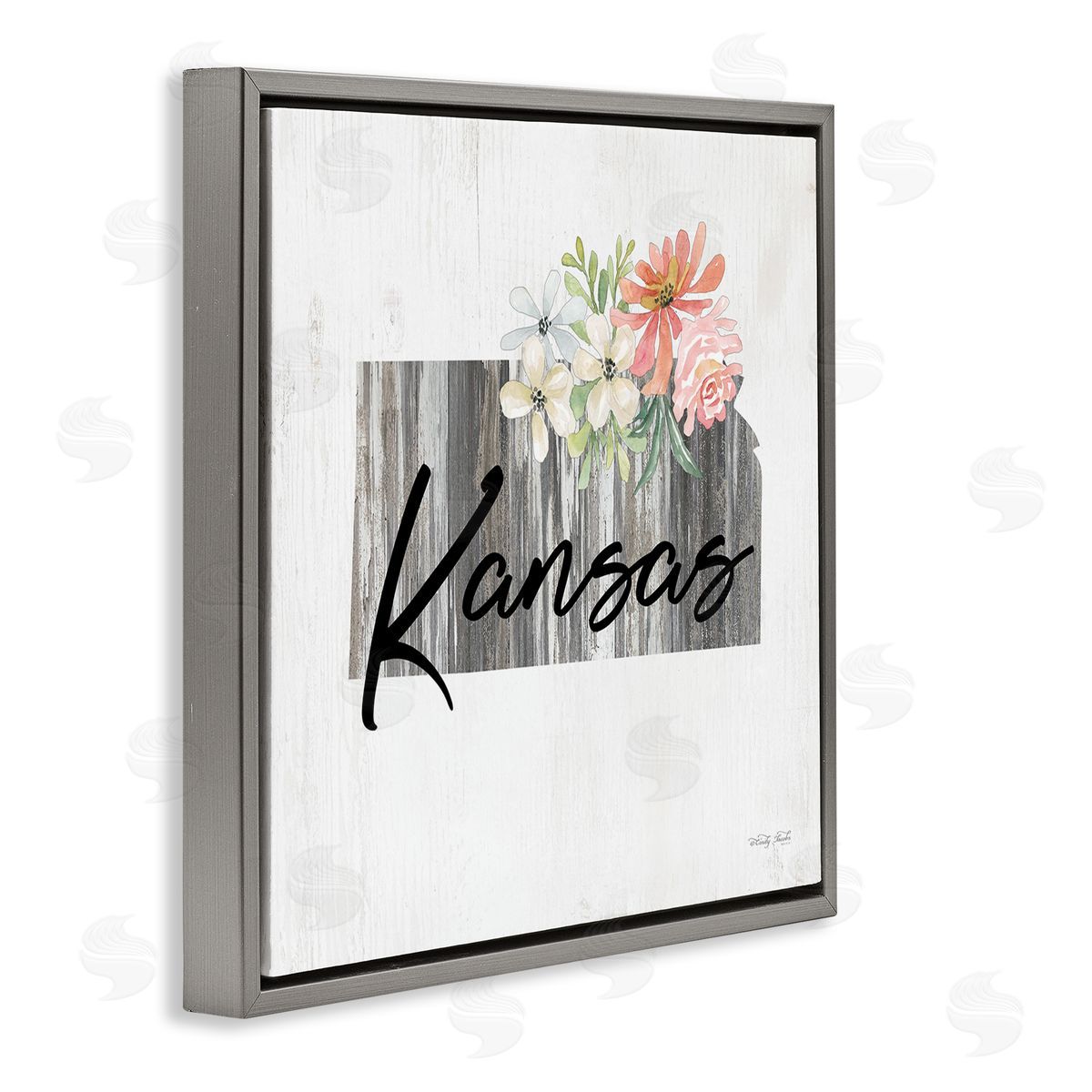 Shabby Chic Kansas Grey Floating Frame Canvas Wall Art, Home Decor by Cindy Jacobs