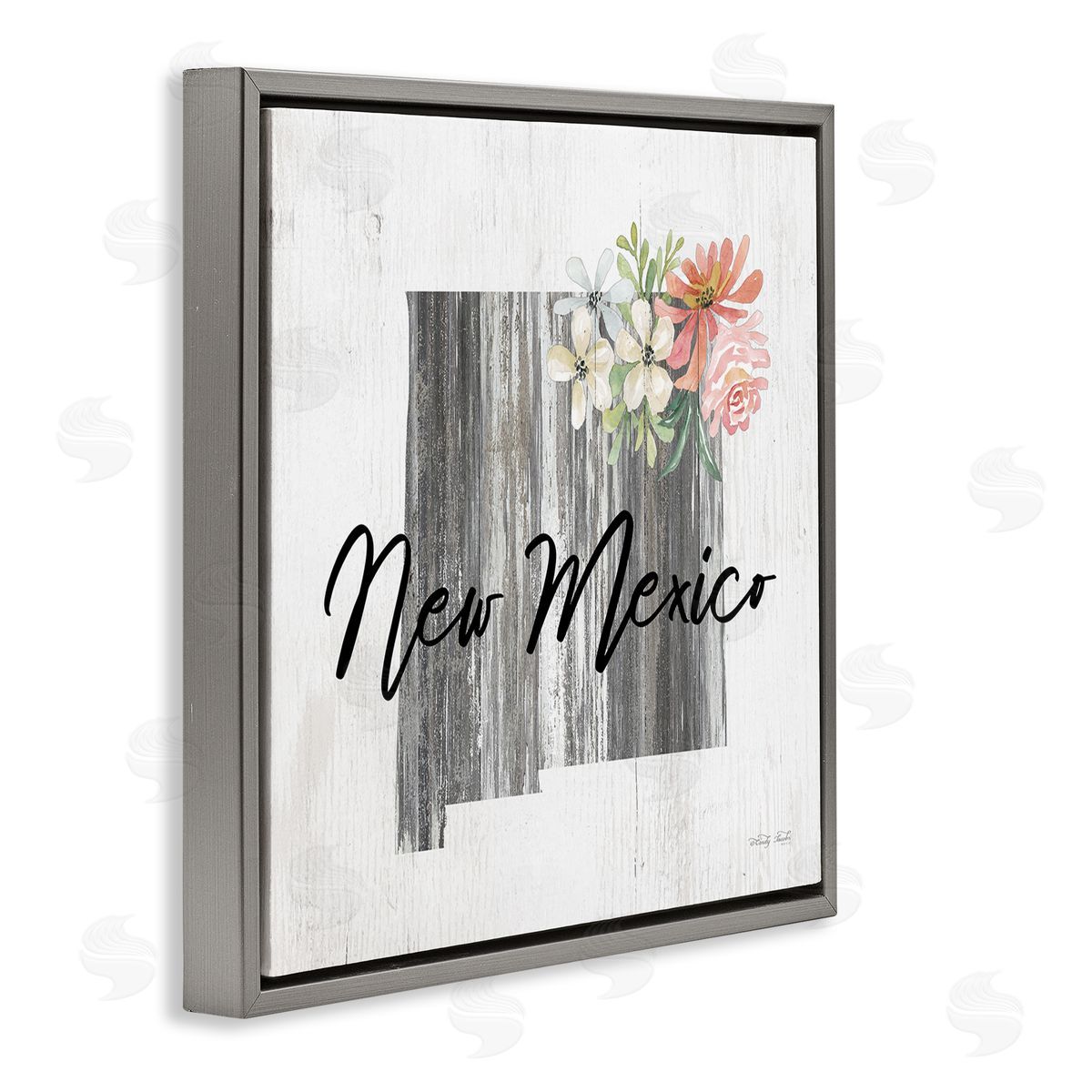 Shabby Chic New Mexico Grey Floating Frame Canvas Wall Art, Home Decor by Cindy Jacobs