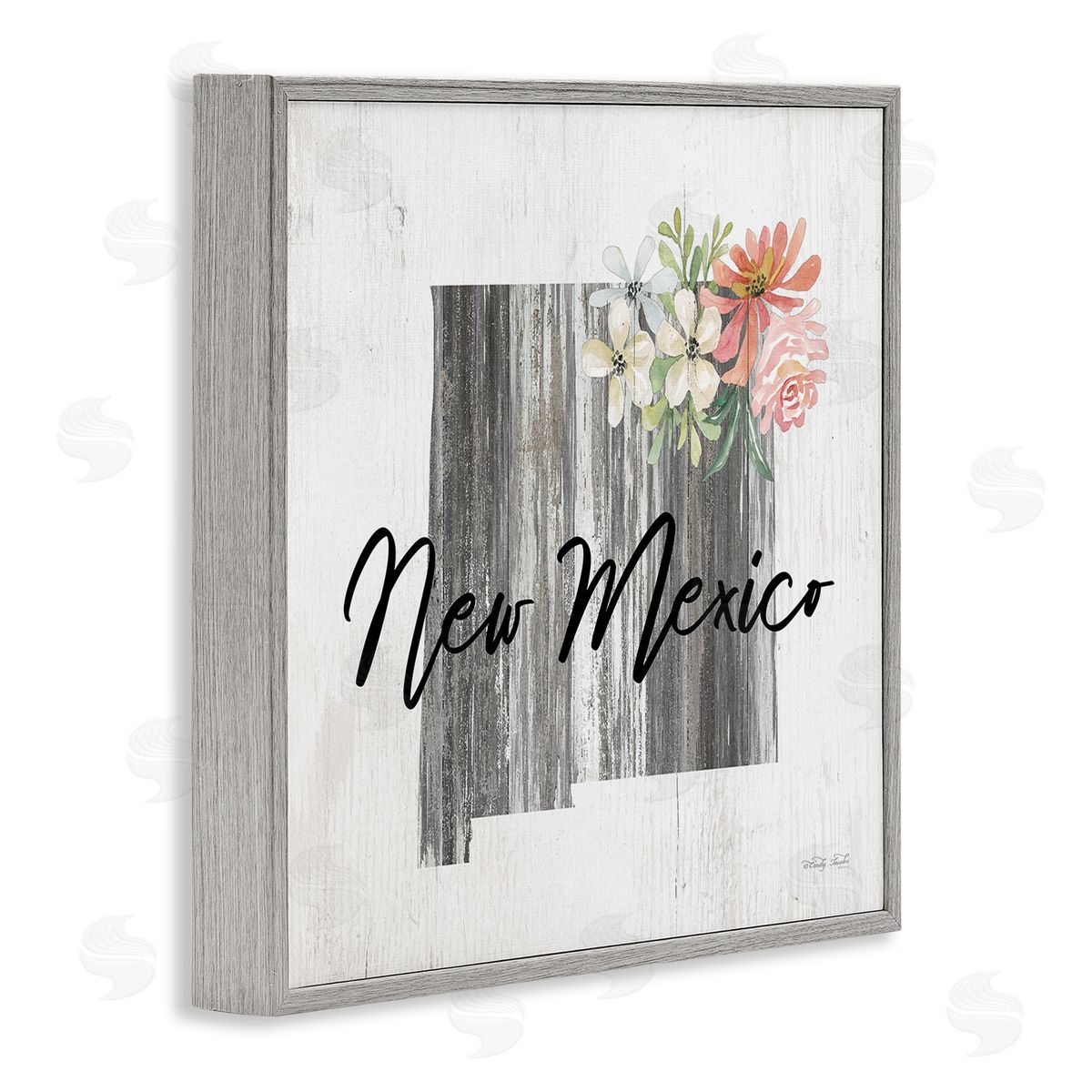 Shabby Chic New Mexico Grey Frame Print Wall Art, Home Decor by Cindy Jacobs