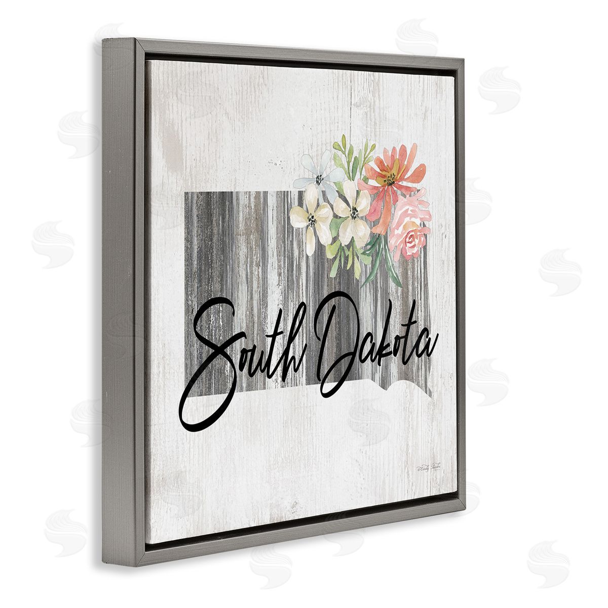 Shabby Chic South Dakota Grey Floating Frame Canvas Wall Art, Home Decor by Cindy Jacobs