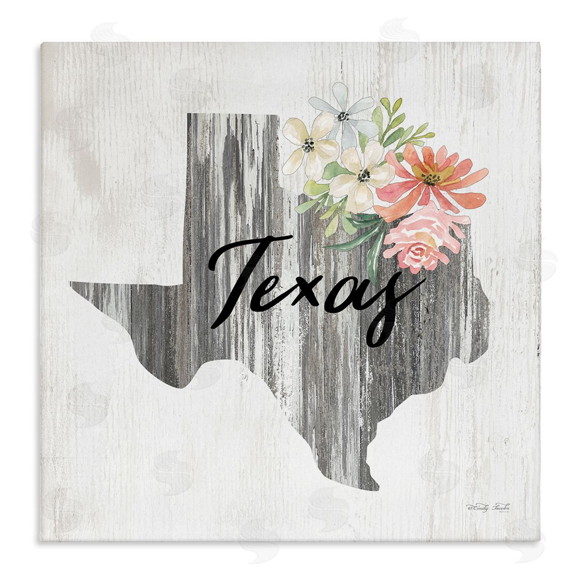 Shabby Chic Texas Canvas Wall Art, Home Decor by Cindy Jacobs