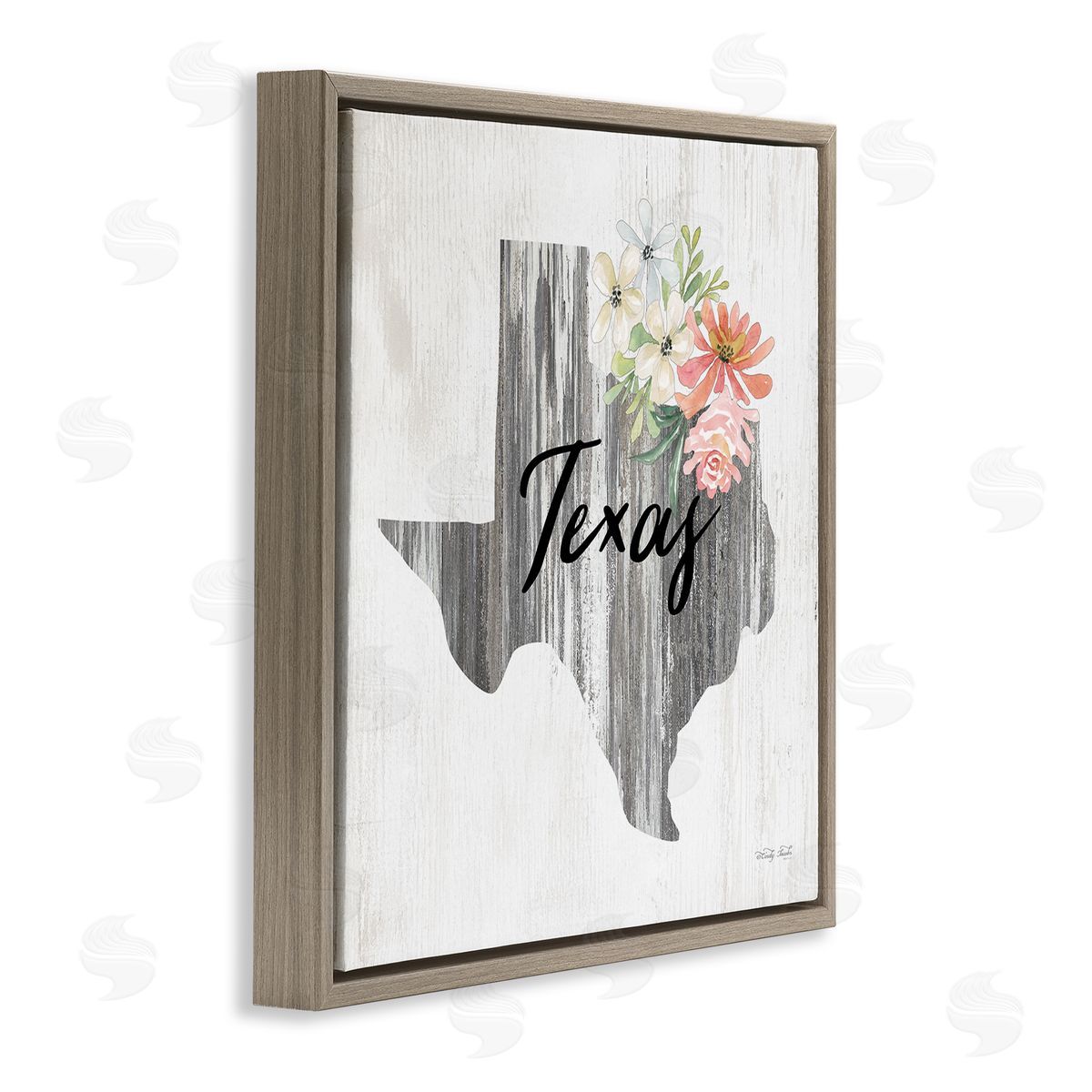 Shabby Chic Texas Brown Floating Frame Canvas Wall Art, Home Decor by Cindy Jacobs