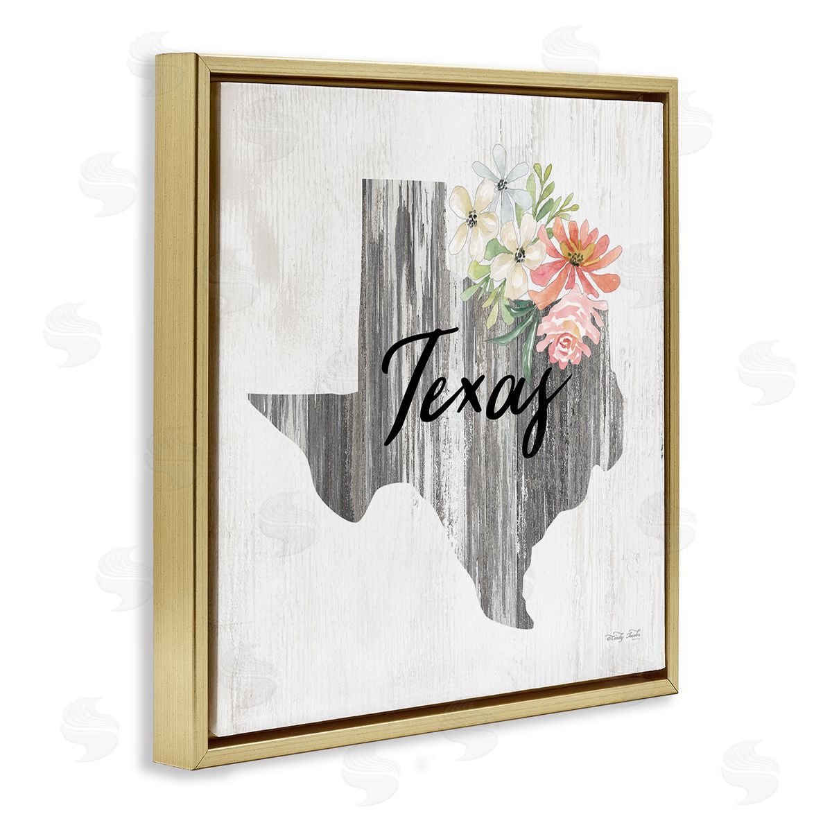 Shabby Chic Texas Gold Floating Frame Canvas Wall Art, Home Decor by Cindy Jacobs