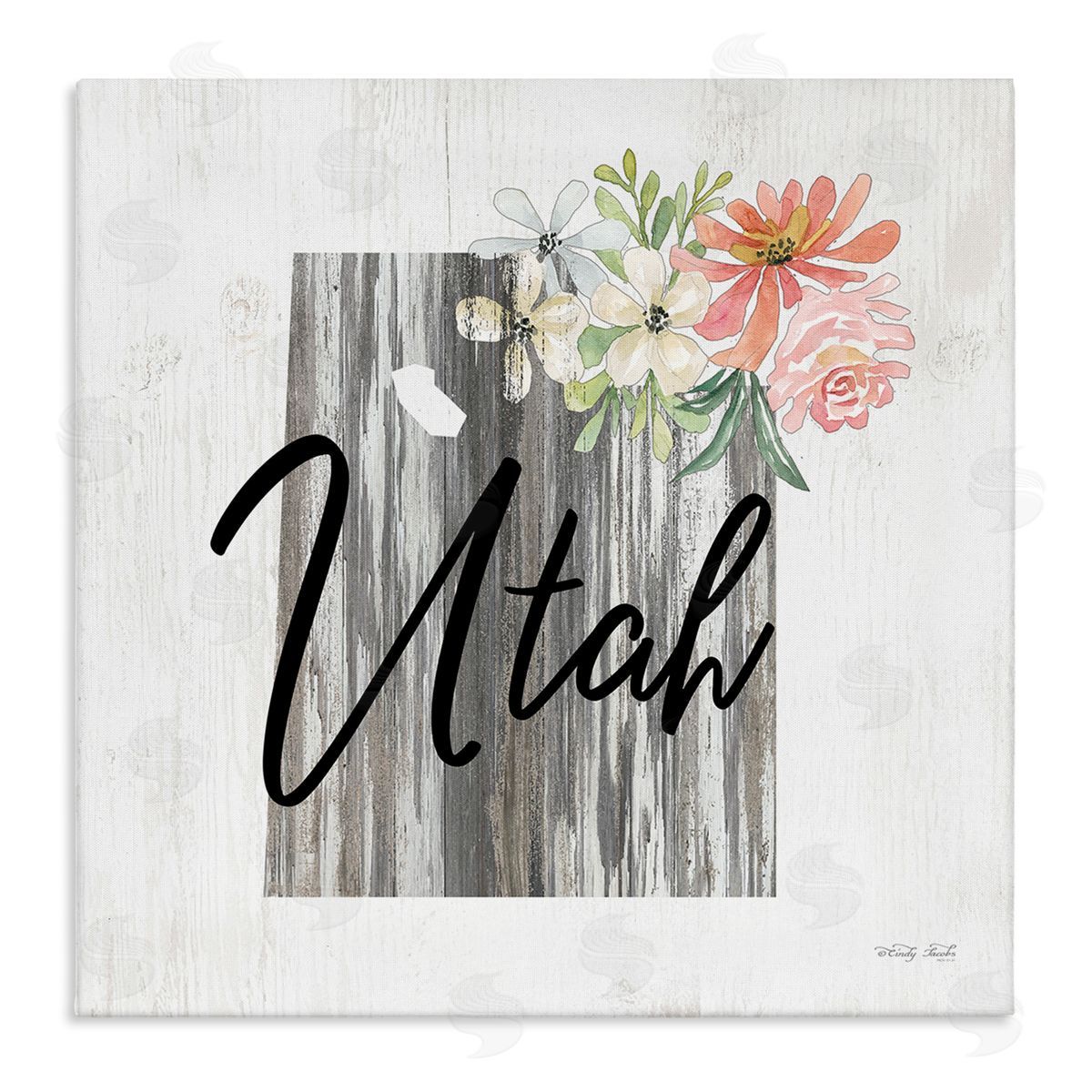 Shabby Chic Utah Canvas Wall Art, Home Decor by Cindy Jacobs