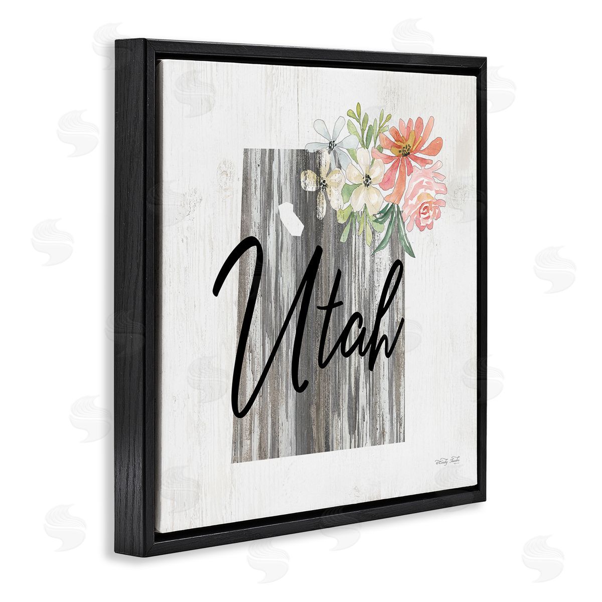 Shabby Chic Utah Black Floating Frame Canvas Wall Art, Home Decor by Cindy Jacobs