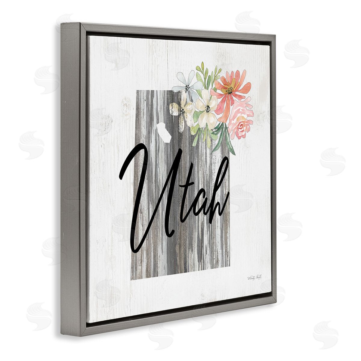 Shabby Chic Utah Grey Floating Frame Canvas Wall Art, Home Decor by Cindy Jacobs