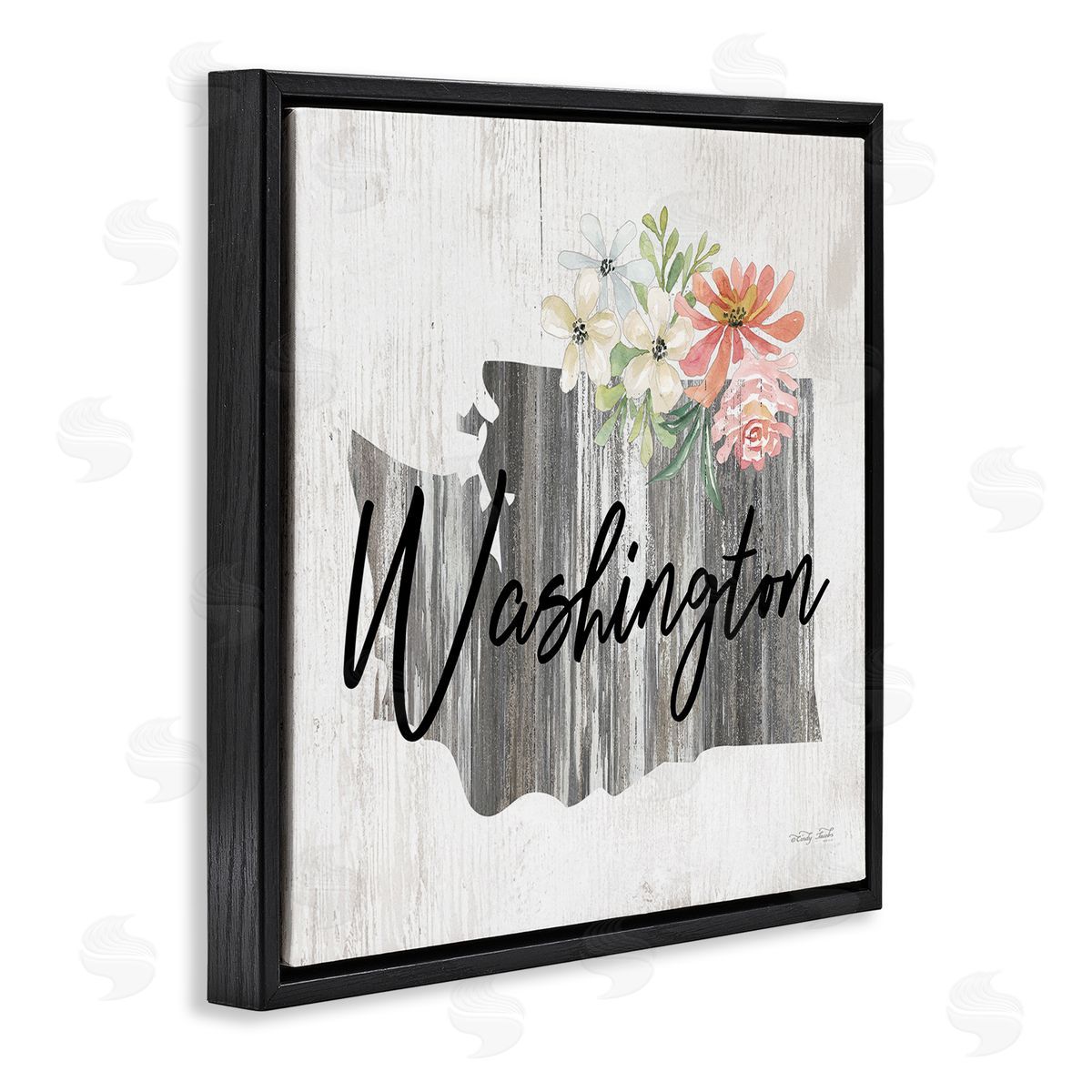 Shabby Chic Washington Black Floating Frame Canvas Wall Art, Home Decor by Cindy Jacobs